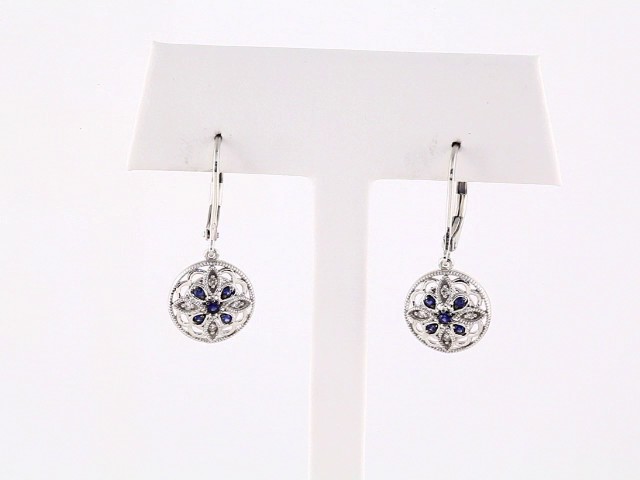 sddefault 14K White Natural Blue Sapphire & .07 CTW Natural Diamond Earrings - 69750