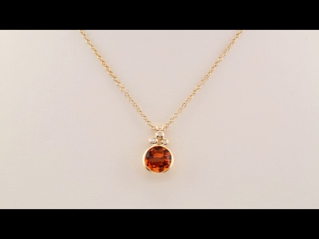 sddefault 14K Yellow Checkerboard Natural Citrine & .04 CTW Natural Diamond 18" Necklace - 66966