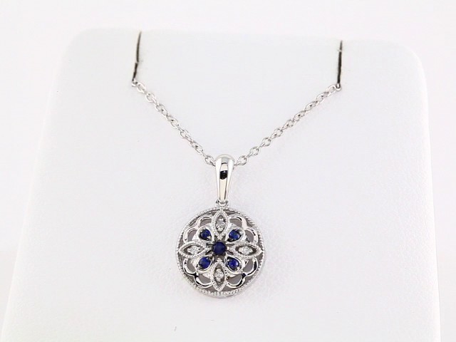 sddefault Sterling Silver Natural Blue Sapphire & .03 CTW Diamond 18" Necklace - 69749