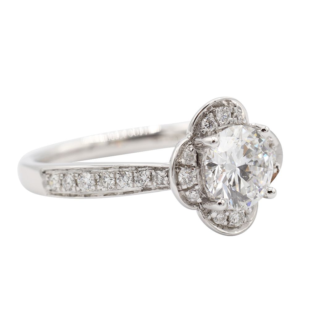 21100895 (3)-newline Halo Engagement Ring, White Gold - MIDLR60442