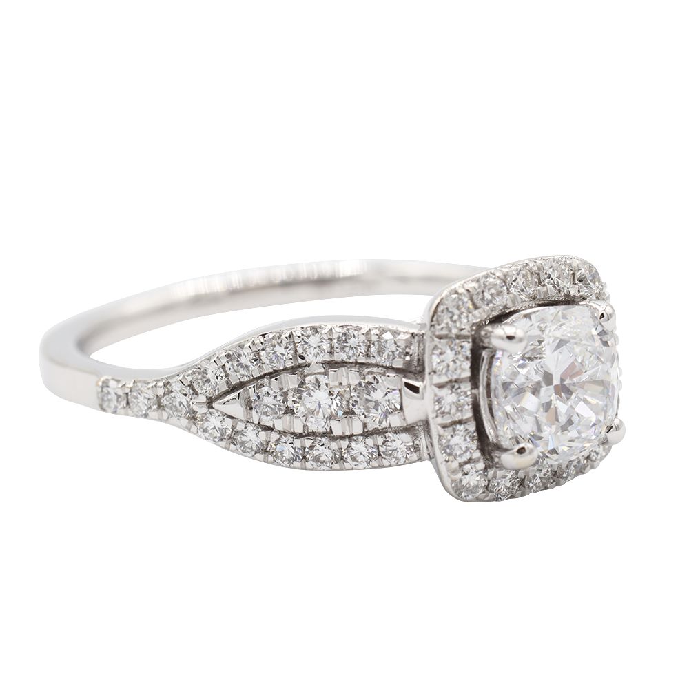 21102293 (3)-newline Halo Engagement Ring, White Gold - MIDLR60495