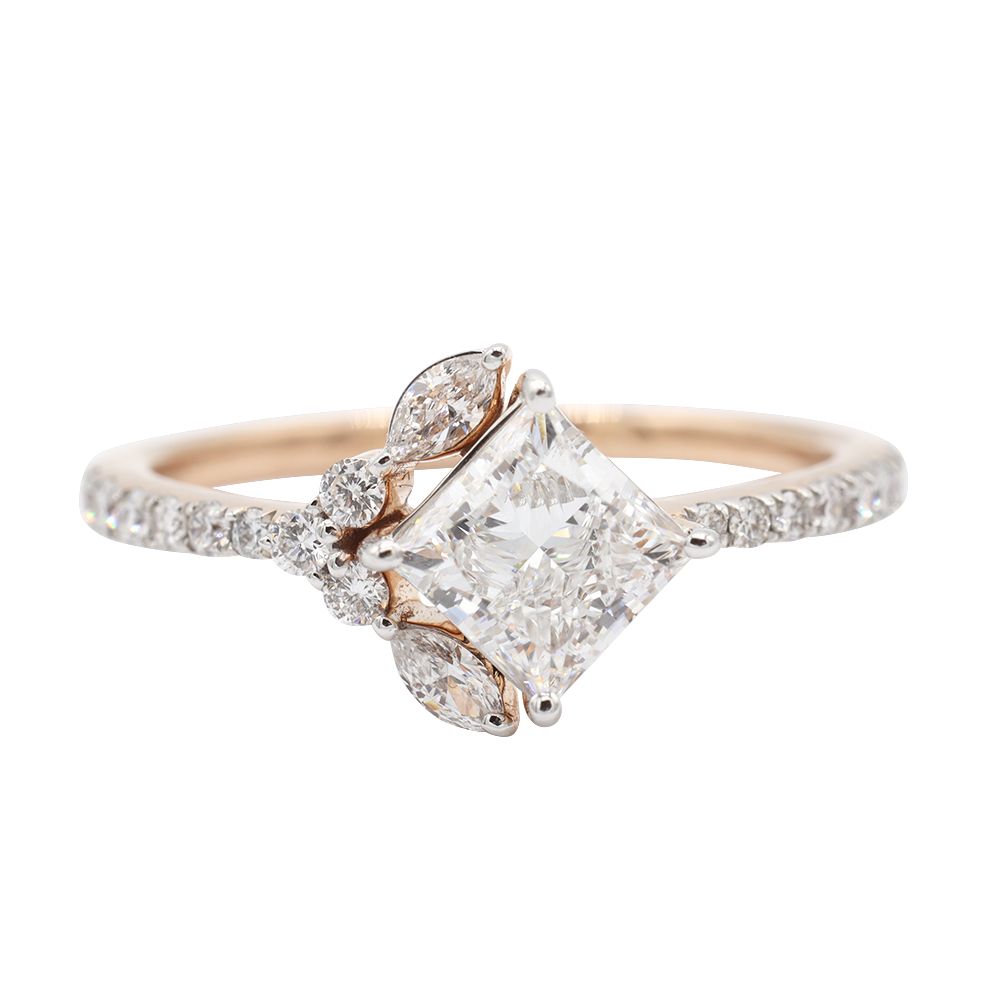 21110666 (2)-newline Halo Engagement Ring, Rose Gold - MIDLR60733
