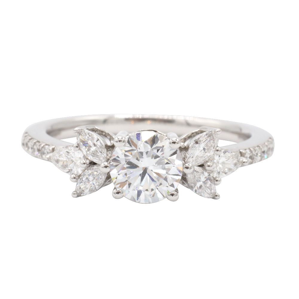 22010693 (2)-newline Three Stone Engagement Ring, White Gold - MIDLR70013