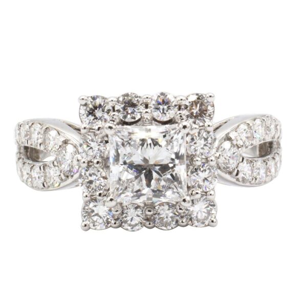 Halo Engagement Ring, White Gold - MIDLR70323