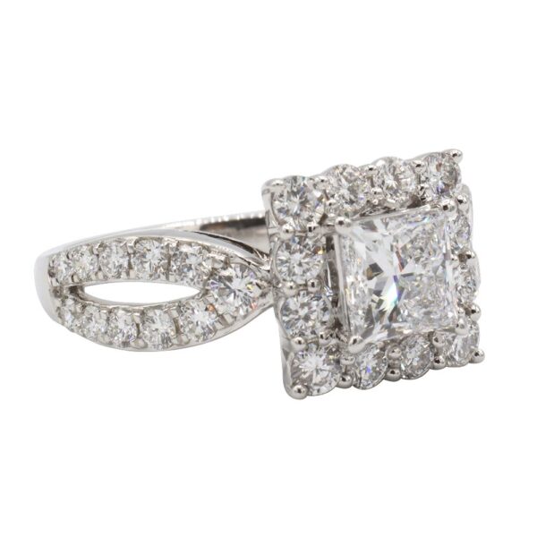 Halo Engagement Ring, White Gold - MIDLR70323